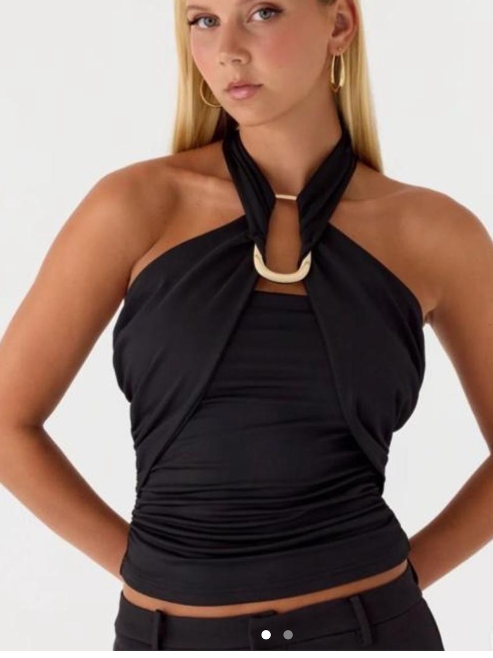 Peppermayo Black Halter Ring Top